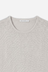 T-SHIRT GIROCOLLO SMANICATA IN MAGLINA GRIGIO GHIACCIO
