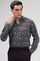 CAMICIA STRETCH A FANTASIA F NERO