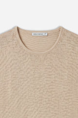 T-SHIRT GIROCOLLO SMANICATA IN MAGLINA SABBIA