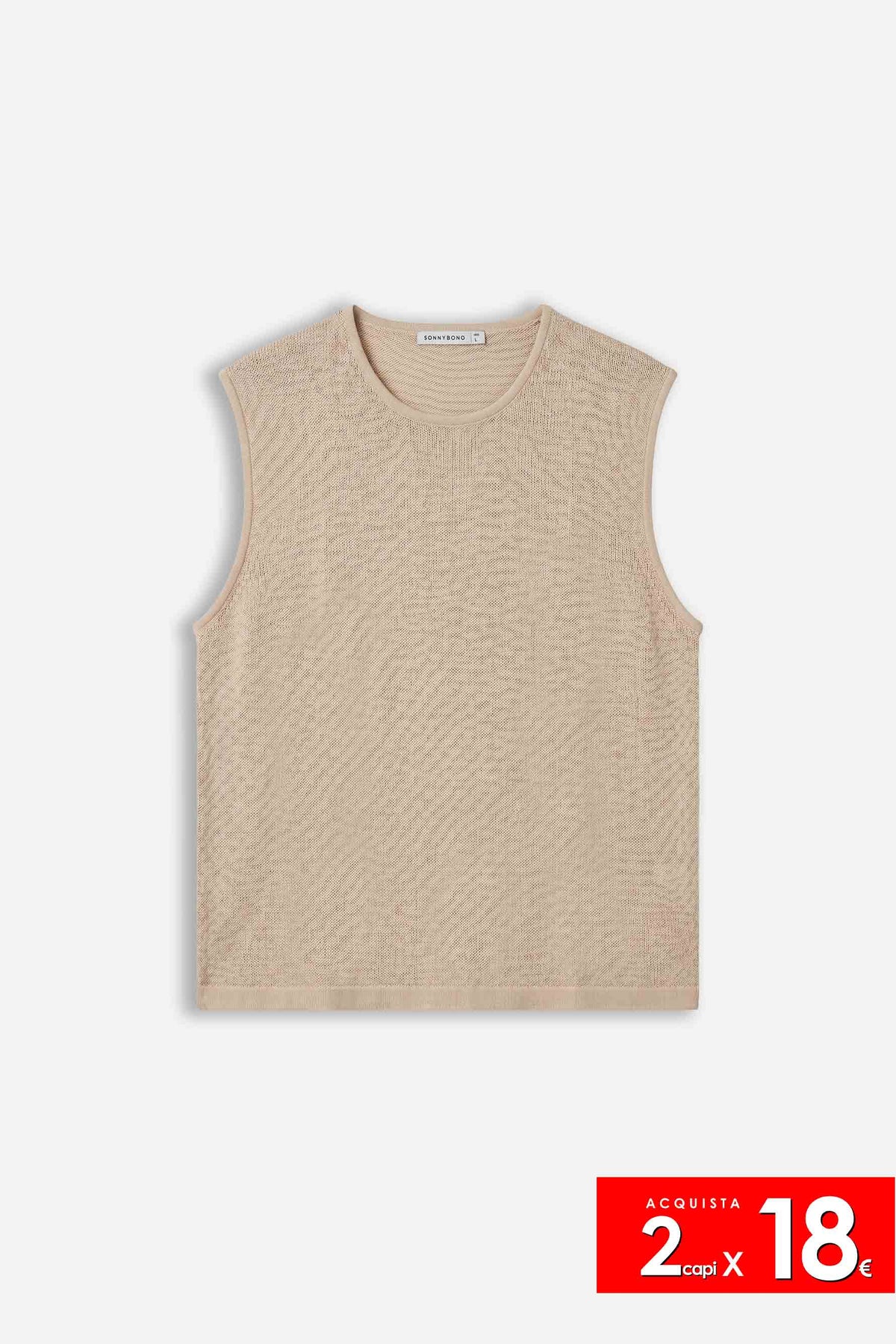 T-SHIRT GIROCOLLO SMANICATA IN MAGLINA SABBIA
