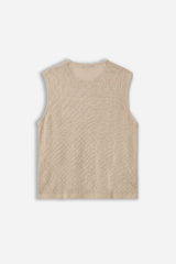 T-SHIRT GIROCOLLO SMANICATA IN MAGLINA SABBIA