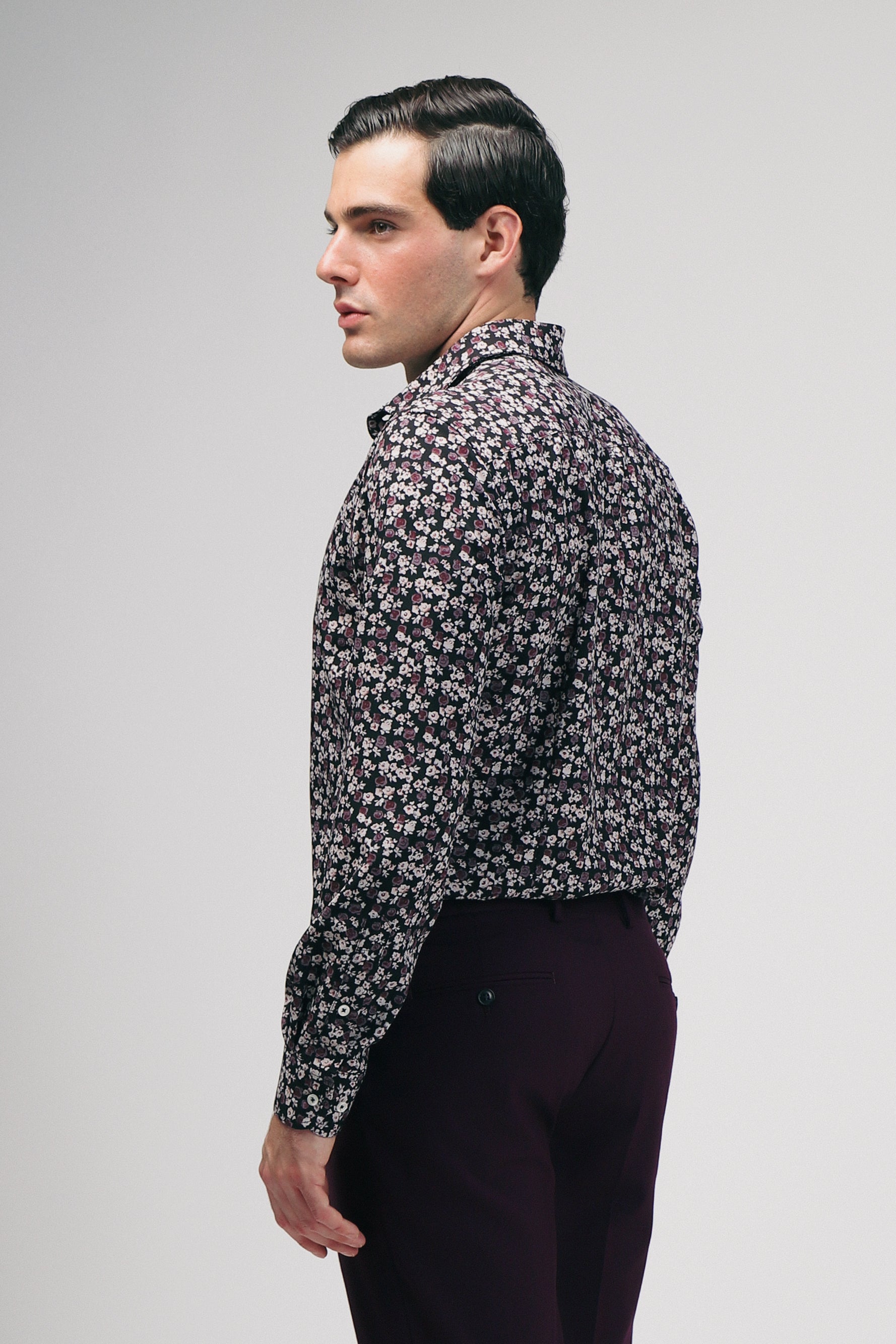 CAMICIA STRETCH A FANTASIA F NERO