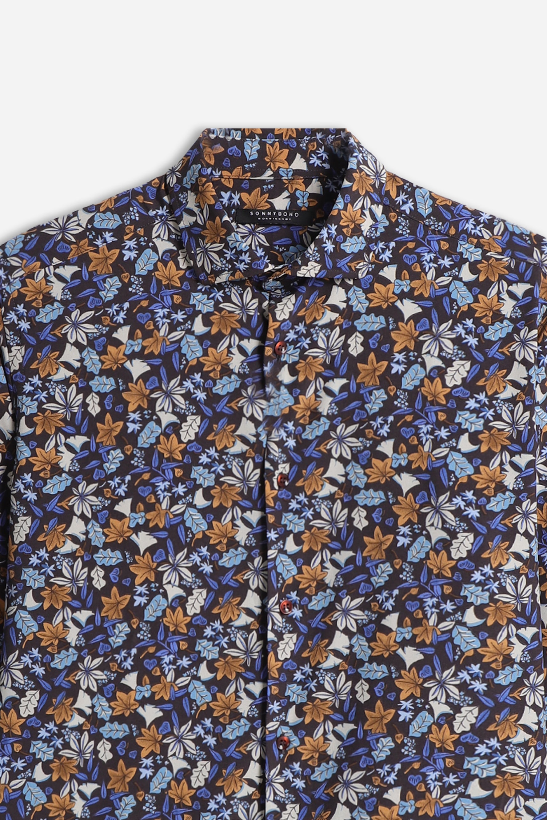 CAMICIA STRETCH A FANTASIA F INDACO