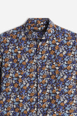 CAMICIA STRETCH A FANTASIA F INDACO