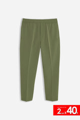 PANTALONE JOGGER MORBIDO CON COULISSE VERDE MILITARE