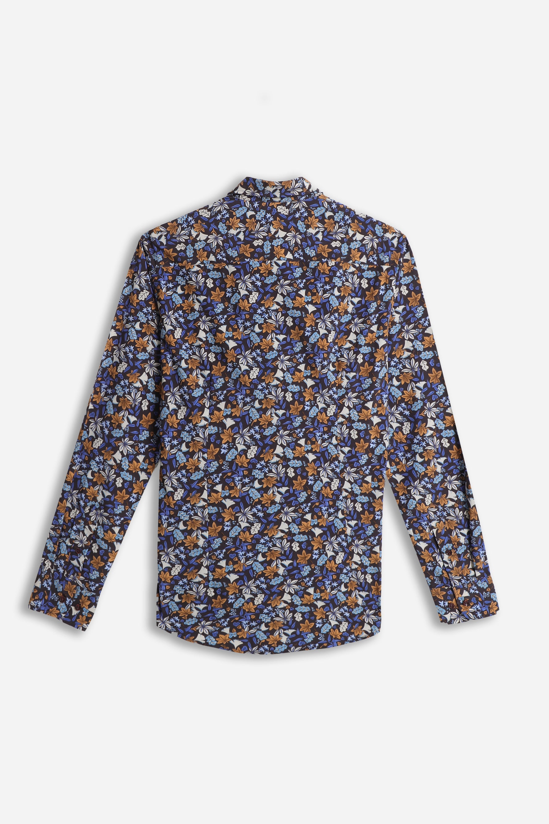 CAMICIA STRETCH A FANTASIA F INDACO