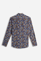 CAMICIA STRETCH A FANTASIA F INDACO