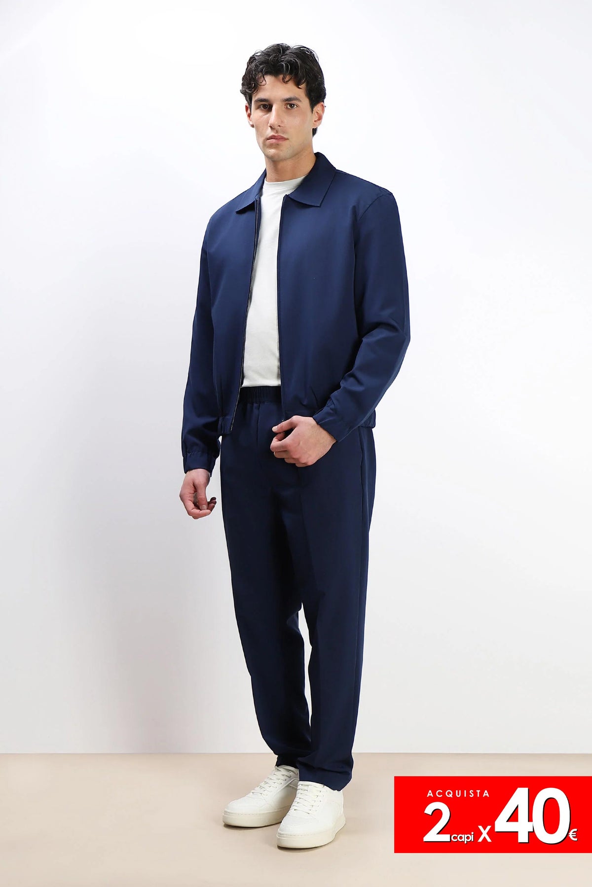 PANTALONE JOGGER MORBIDO CON COULISSE BLEU