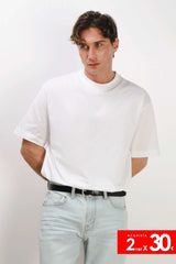 T-SHIRT GIROCOLLO IN COTONE MERCERIZZATO BIANCO