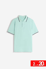POLO IN PIQUET BASIC VERDE ACQUA