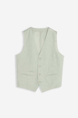 GILET IN MISTO LINO VERDE