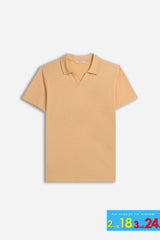 POLO SLUB CON COLLO DERBY ALBICOCCA