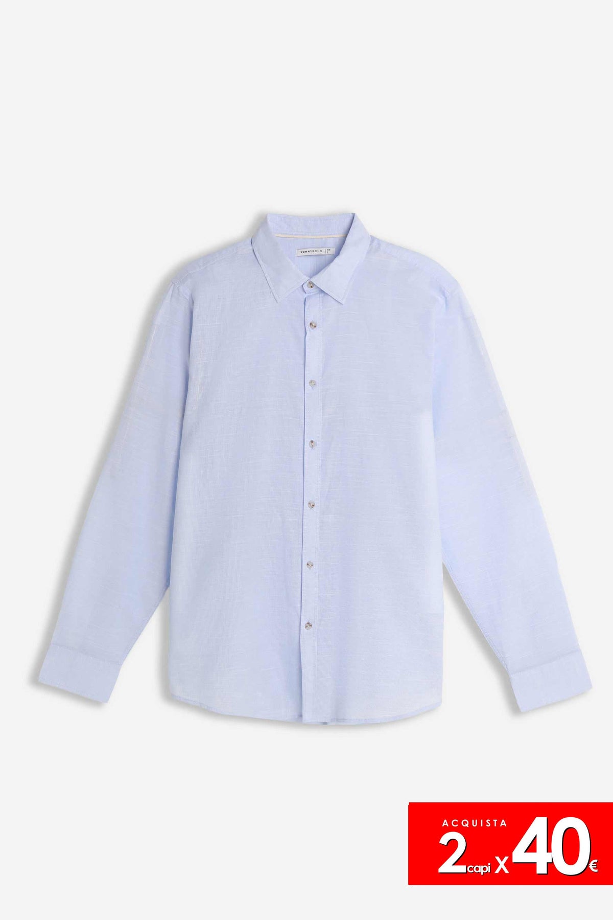 CAMICIA COTONE SLUB AZZURRO