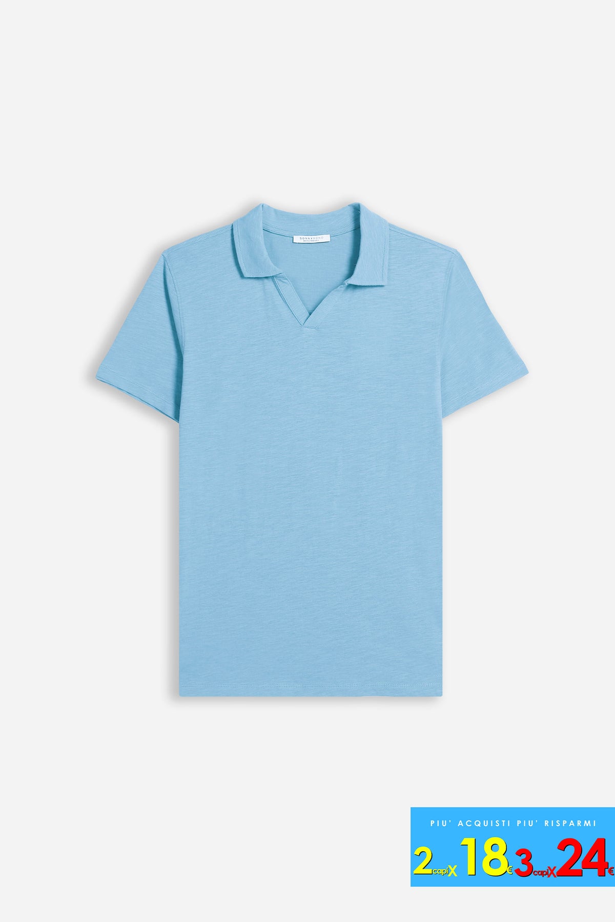 POLO SLUB CON COLLO DERBY CELESTE