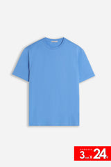 T-SHIRT GIROCOLLO BASIC CON DETTAGLIO AZZURRO