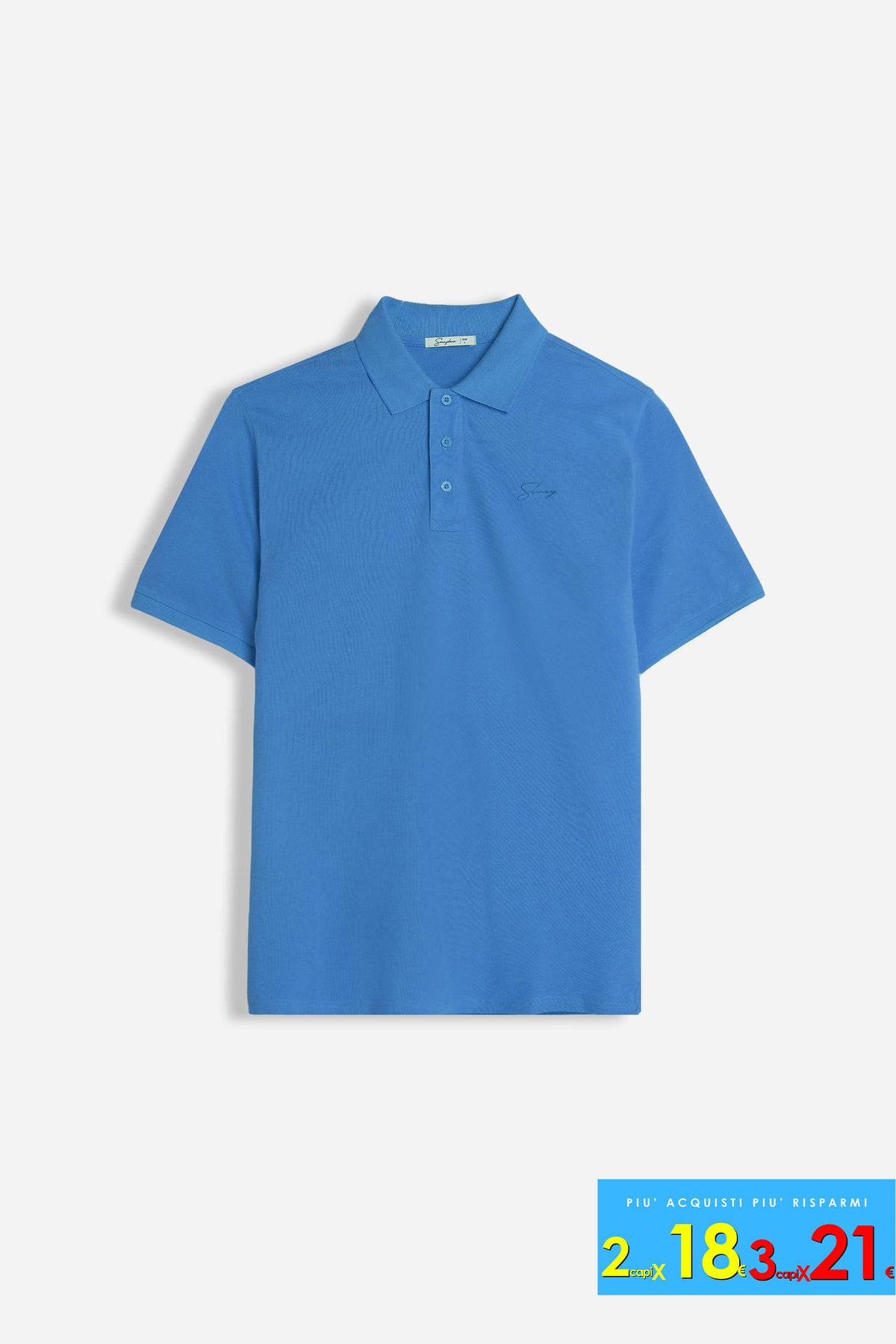 POLO PIQUET BASIC TINTA UNITA AZZURRO