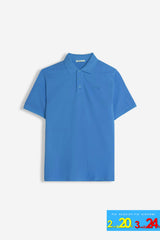 POLO PIQUET BASIC TINTA UNITA AZZURRO
