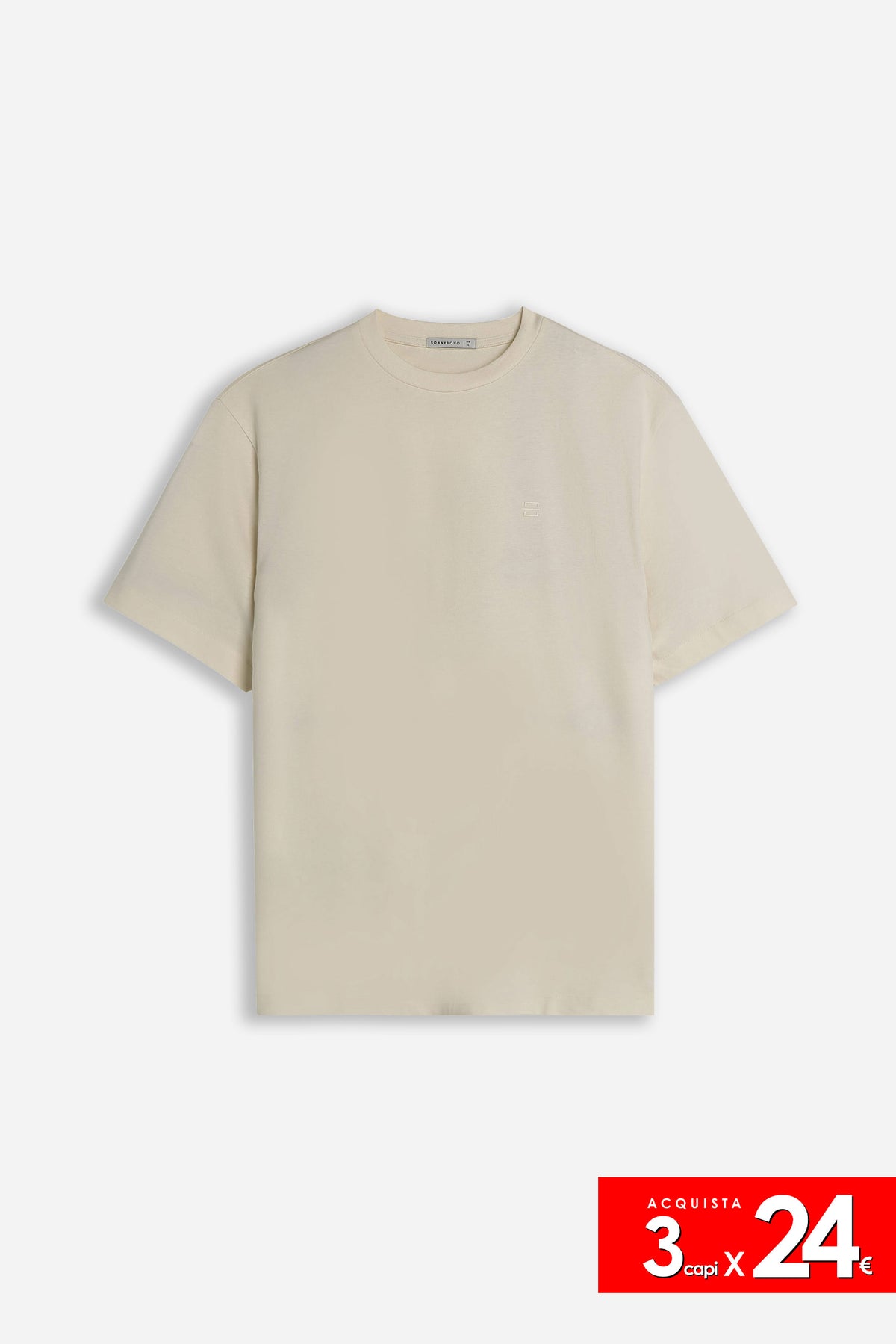 T-SHIRT GIROCOLLO BASIC CON DETTAGLIO BEIGE