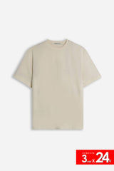 T-SHIRT GIROCOLLO BASIC CON DETTAGLIO BEIGE