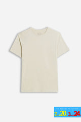T-SHIRT GIROCOLLO BASIC SLUB BEIGE CHIARO 