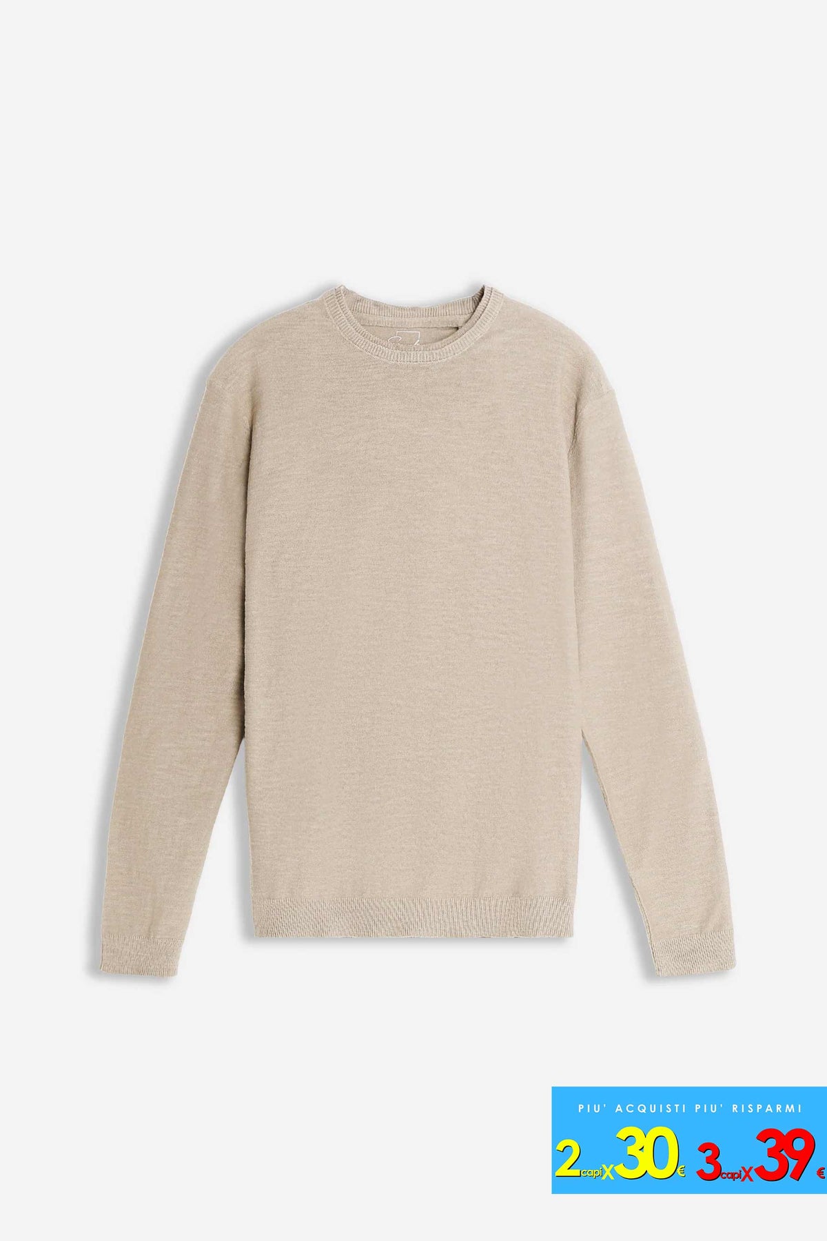 MAGLIA GIROCOLLO TESSUTO SLUB BEIGE