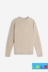 MAGLIA GIROCOLLO TESSUTO SLUB BEIGE