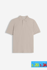 POLO PIQUET BASIC TINTA UNITA E LOGO BEIGE