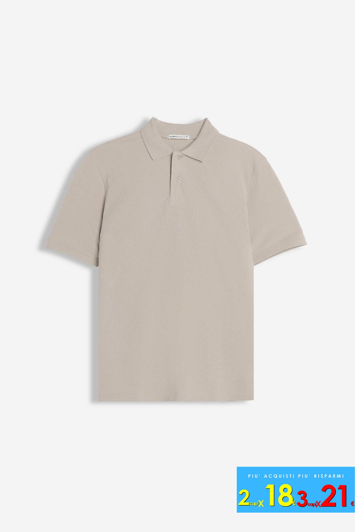POLO PIQUET BASIC TINTA UNITA E LOGO BEIGE