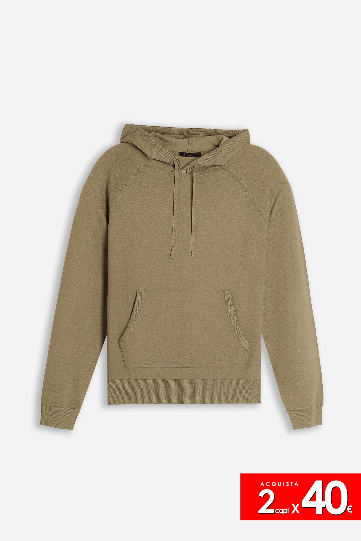 MAGLIA MODELLO FELPA CON CAPPUCCIO E MARSUPIO BEIGE