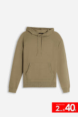 MAGLIA MODELLO FELPA CON CAPPUCCIO E MARSUPIO BEIGE