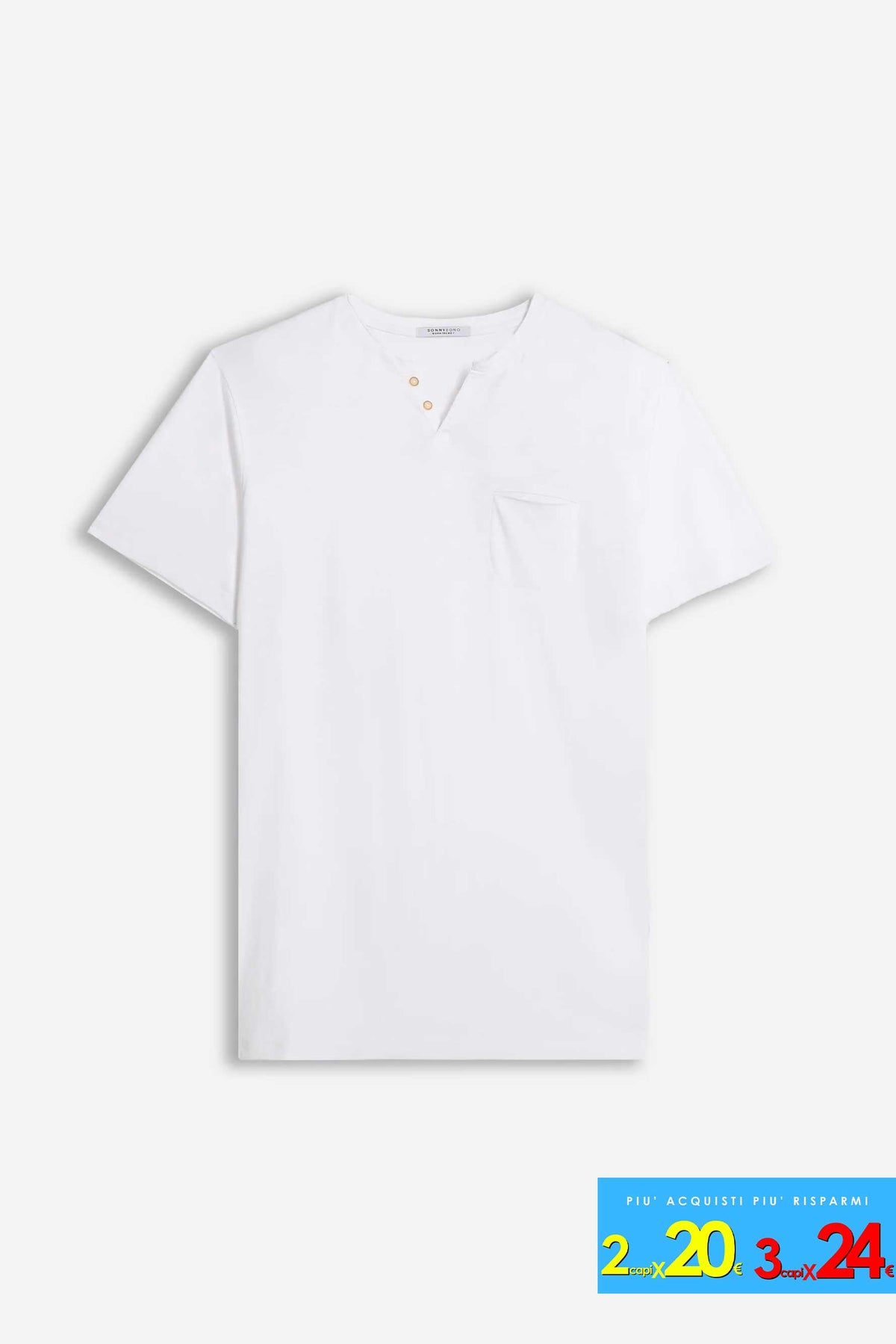 T-SHIRT COLLO A GOCCIA IN SLUB BIANCO
