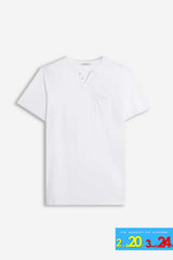 T-SHIRT COLLO A GOCCIA IN SLUB BIANCO
