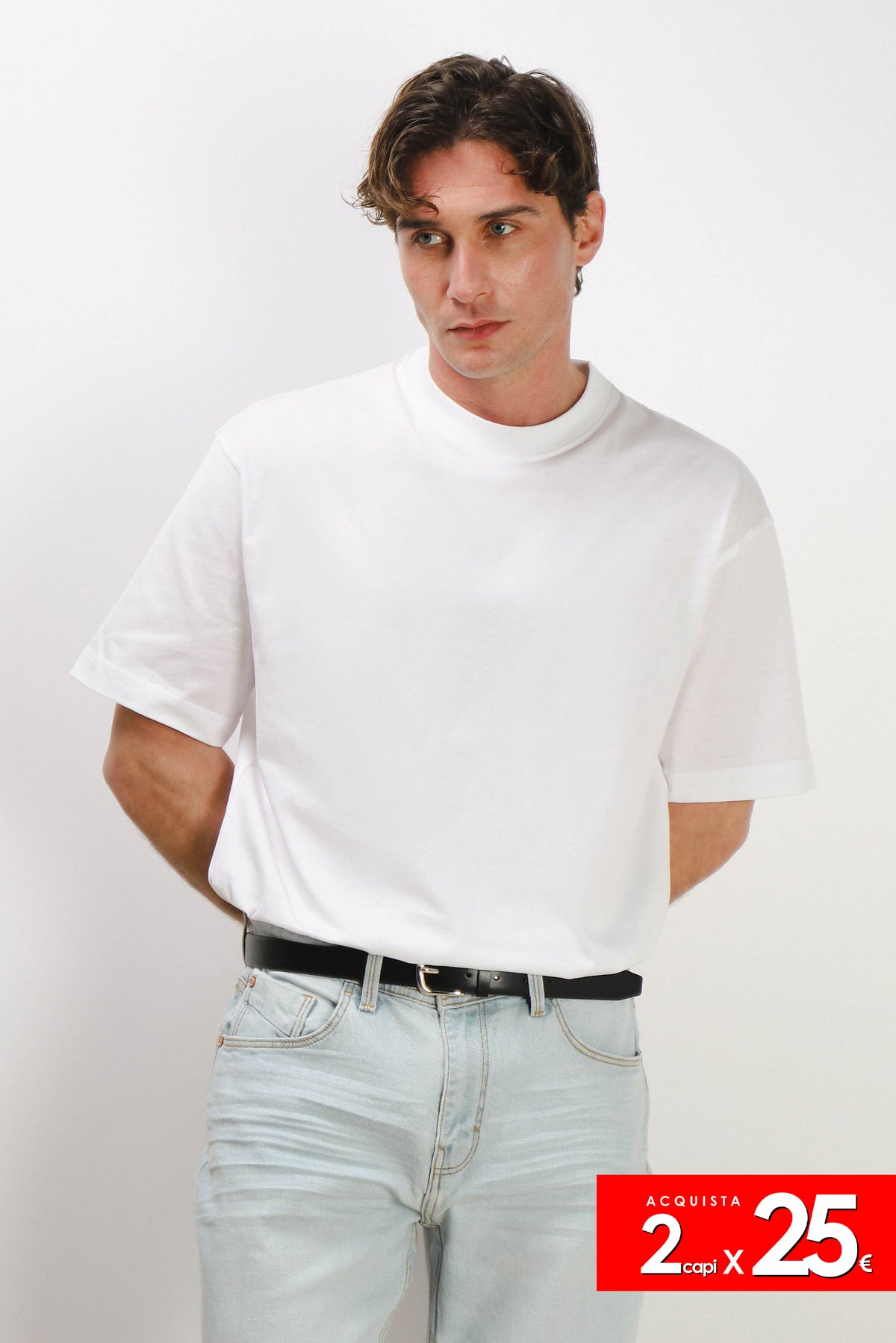T-SHIRT GIROCOLLO IN COTONE MERCERIZZATO BIANCO