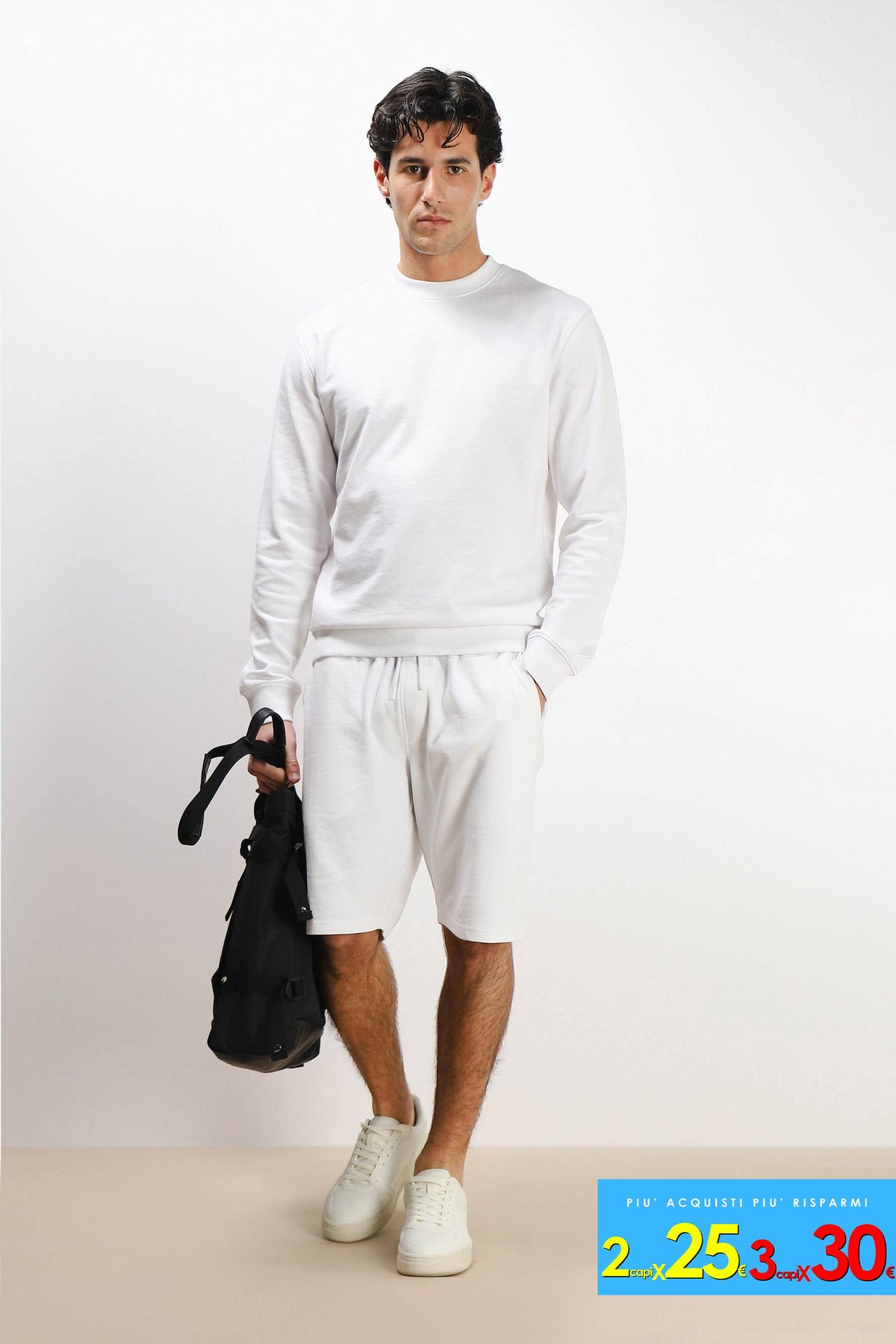 BERMUDA IN FELPA BASIC BIANCO