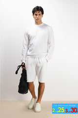 BERMUDA IN FELPA BASIC BIANCO