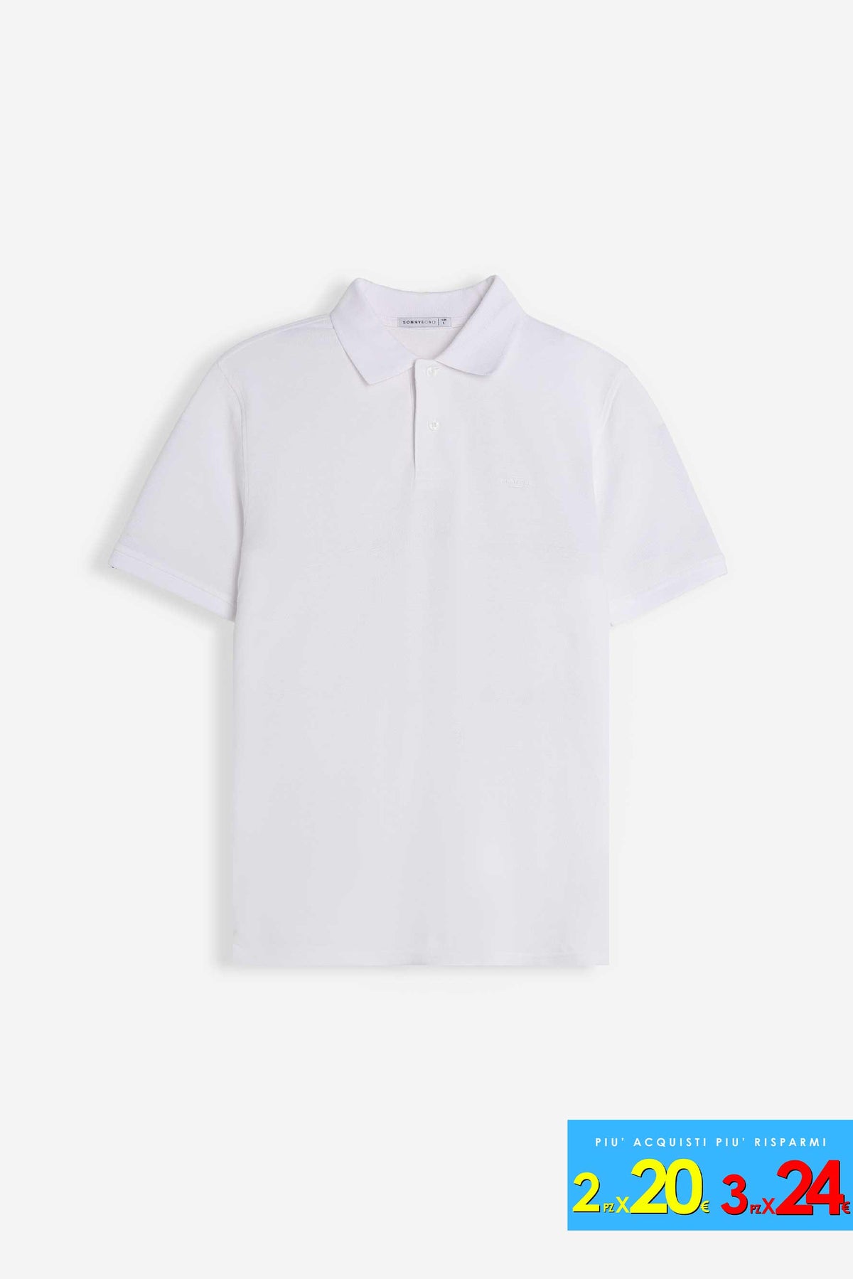 POLO PIQUET BASIC TINTA UNITA E LOGO BIANCO