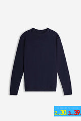 MAGLIA GIROCOLLO TESSUTO SLUB BLEU