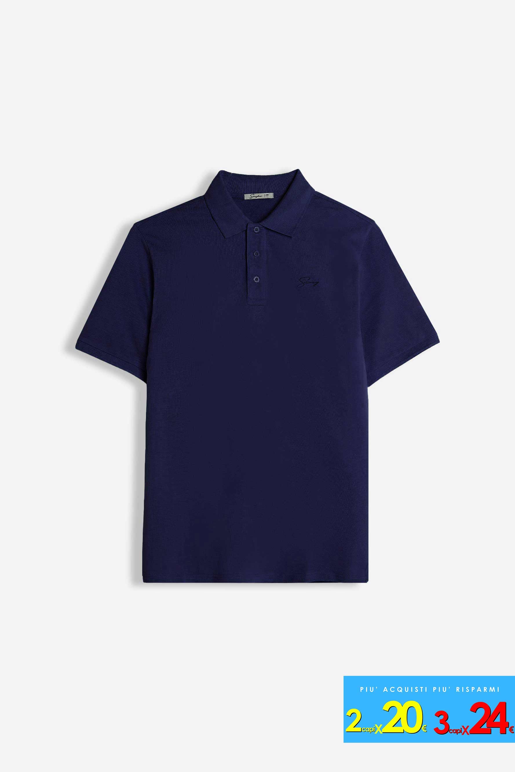 POLO PIQUET BASIC TINTA UNITA BLEU