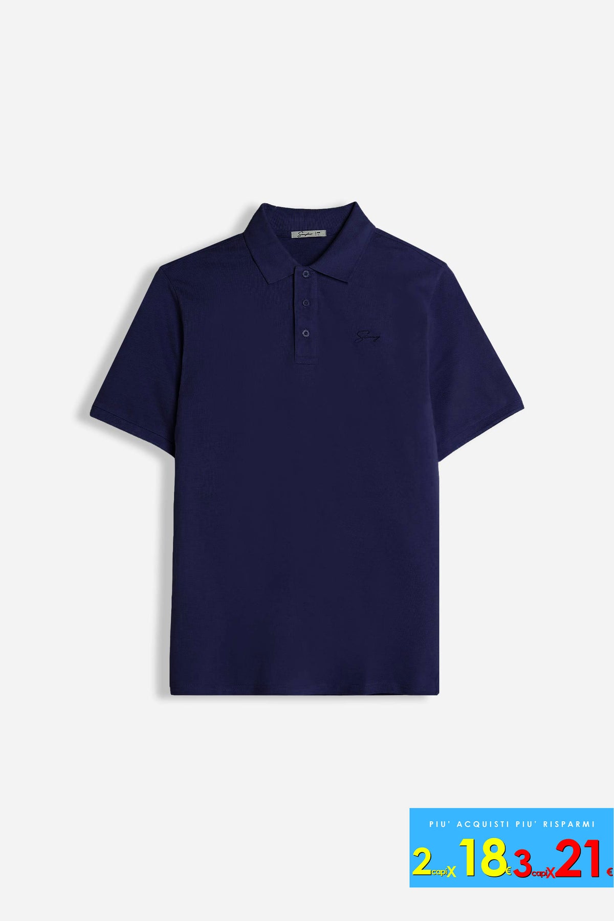 POLO PIQUET BASIC TINTA UNITA BLEU