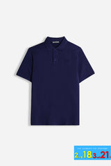 POLO PIQUET BASIC TINTA UNITA BLEU