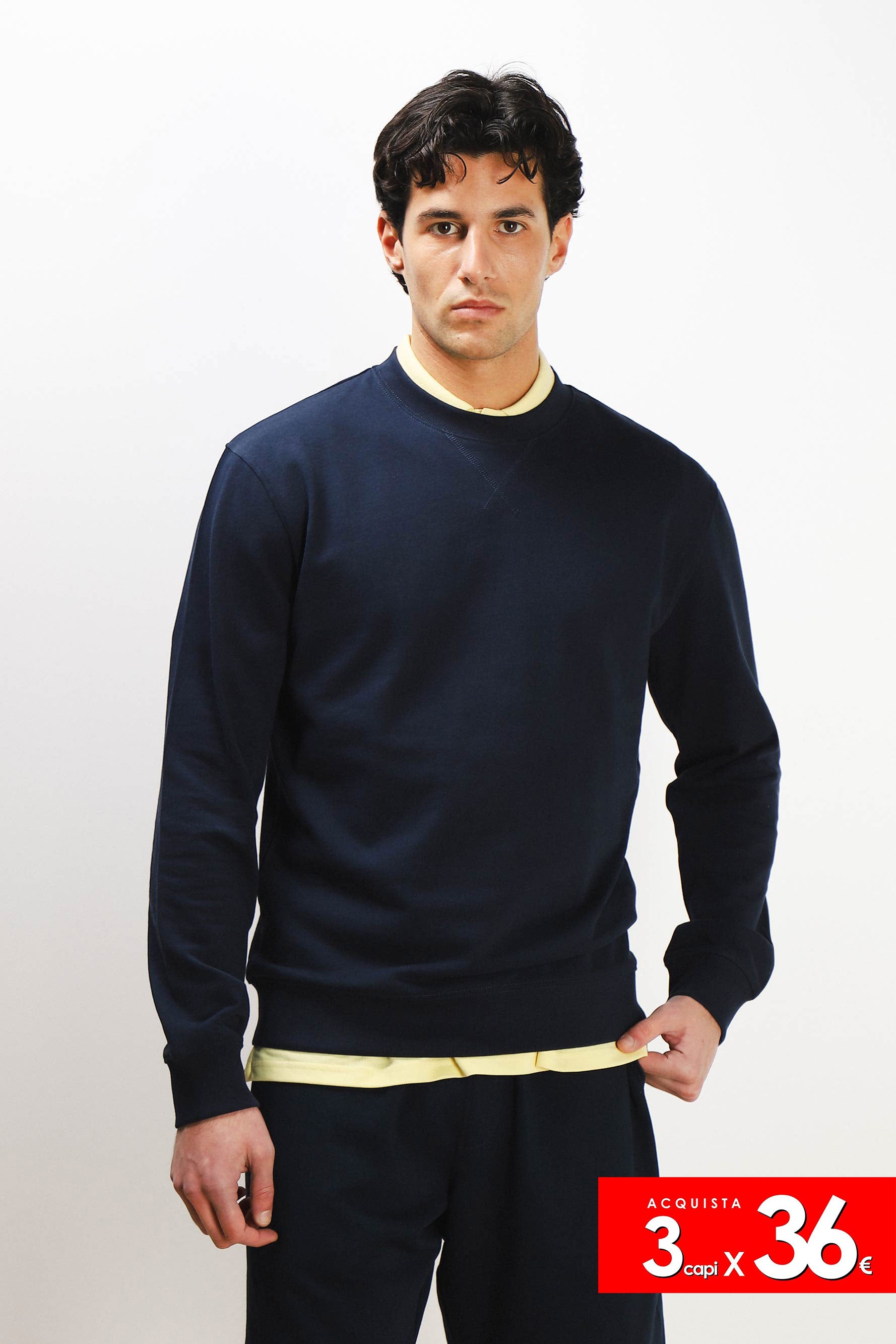 FELPA GIROCOLLO BASIC BLEU