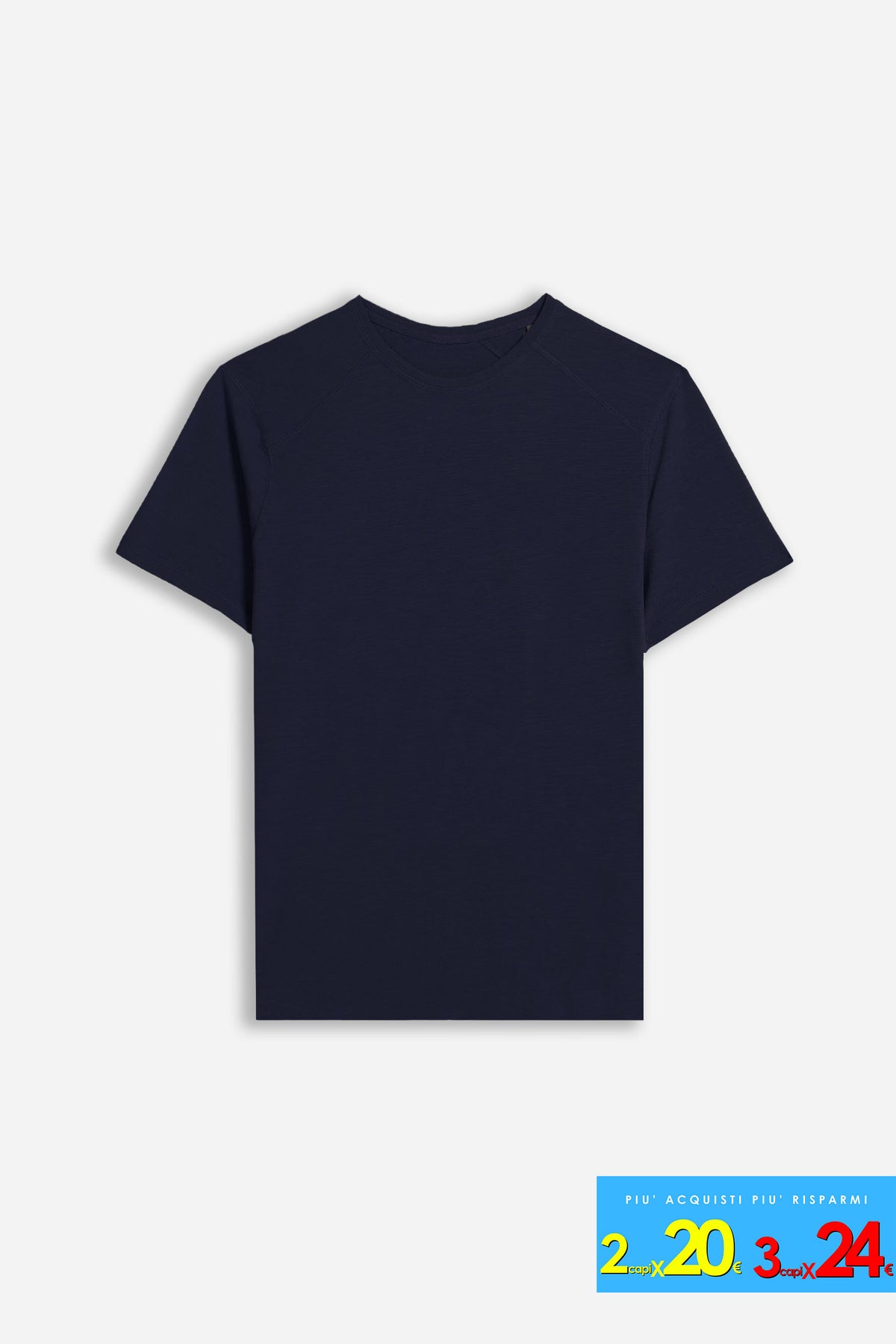 T-SHIRT GIROCOLLO BASIC SLUB BLEU