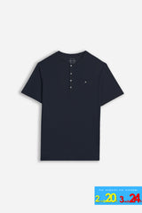 T-SHIRT SLUB SERAFINO CON TASCHINO BLEU