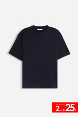 T-SHIRT GIROCOLLO IN COTONE MERCERIZZATO BLEU