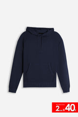 MAGLIA MODELLO FELPA CON CAPPUCCIO E MARSUPIO DENIM