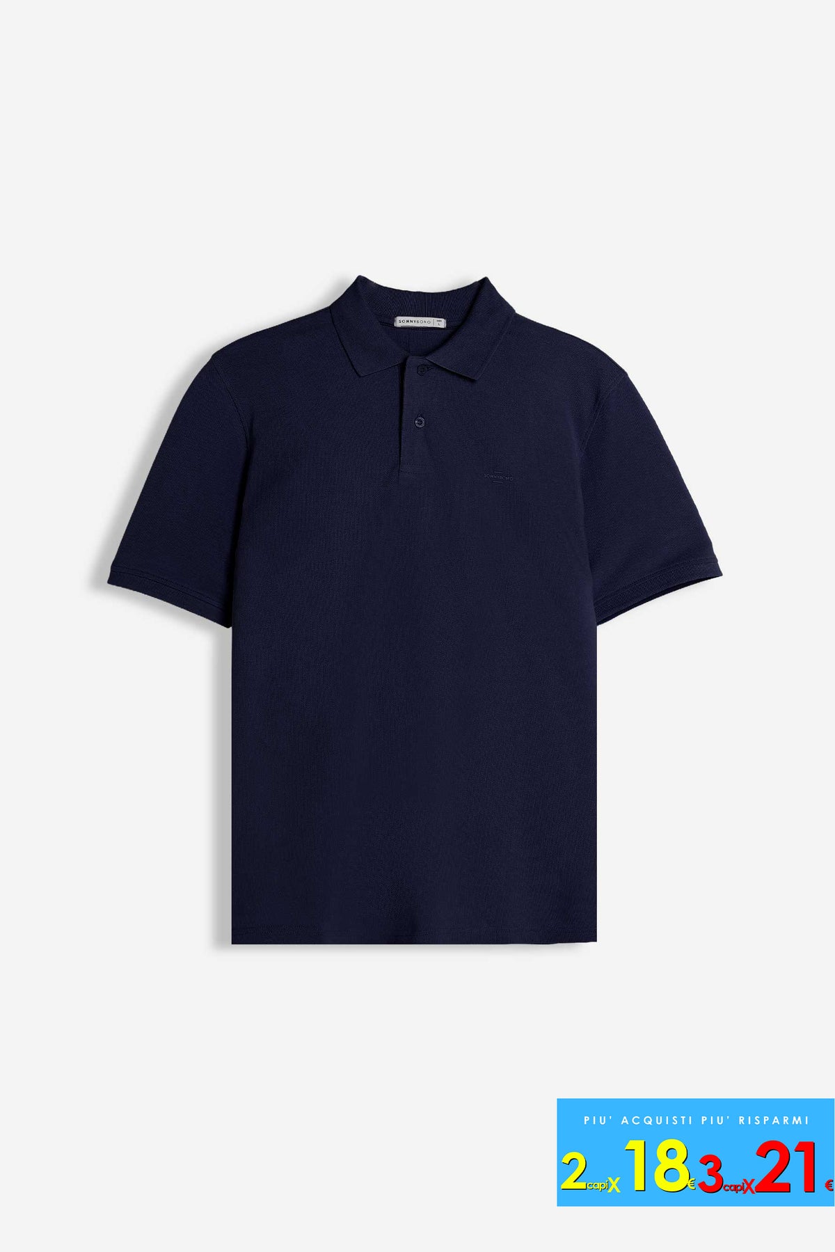 POLO PIQUET BASIC TINTA UNITA E LOGO BLEU
