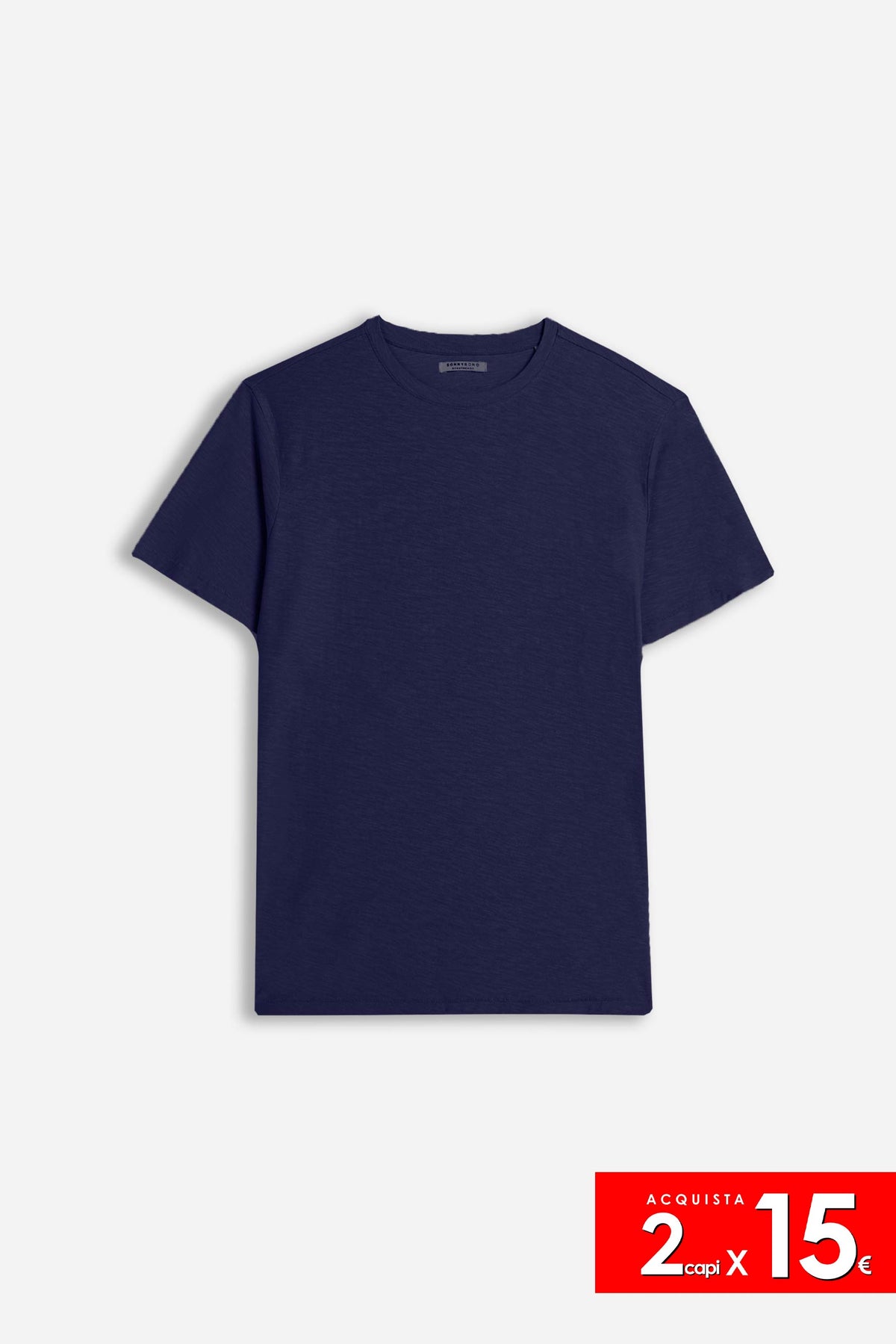 T-SHIRT GIROCOLLO SLUB INDACO