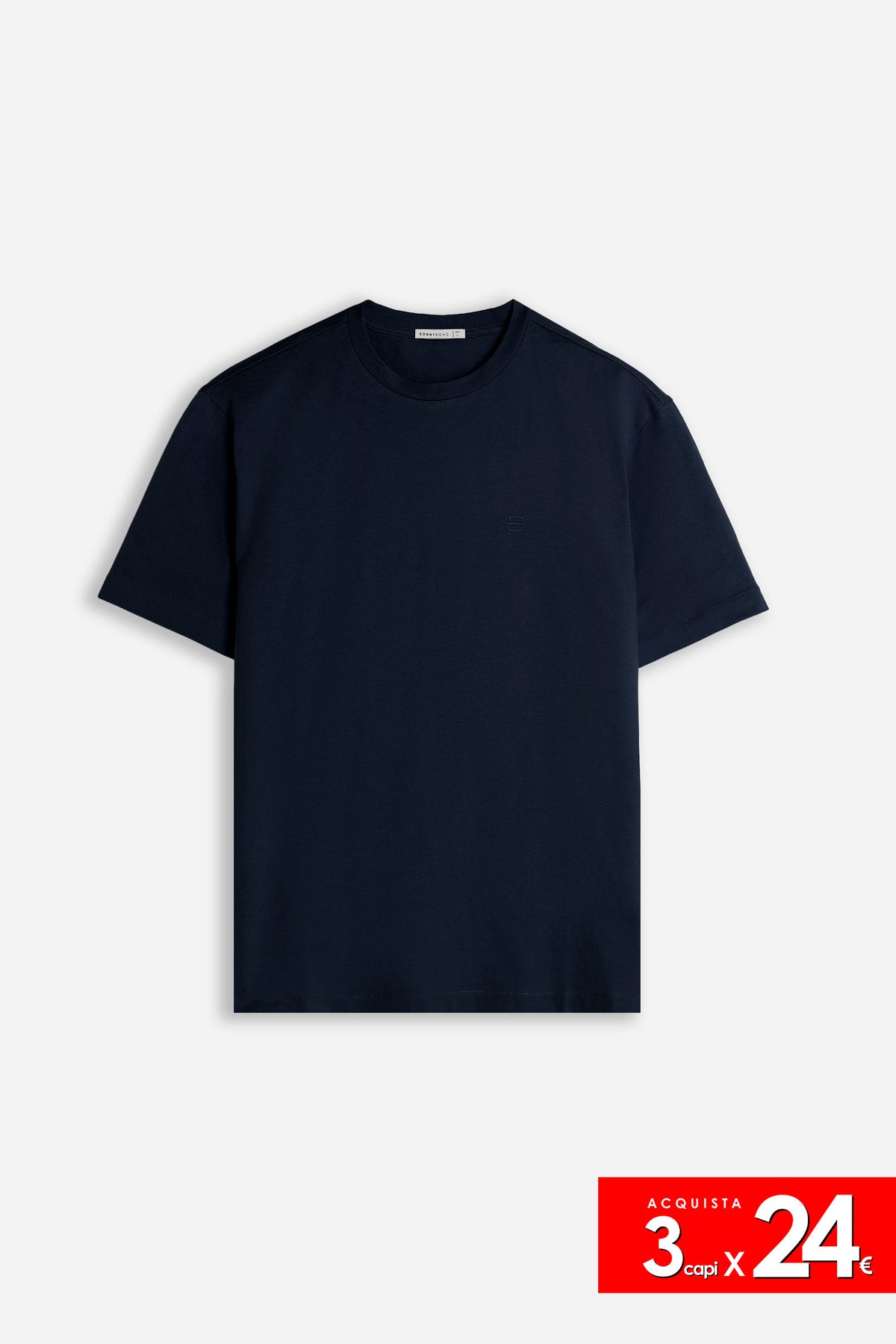 T-SHIRT GIROCOLLO BASIC CON DETTAGLIO BLEU