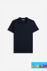 POLO SLUB CON COLLO DERBY BLEU