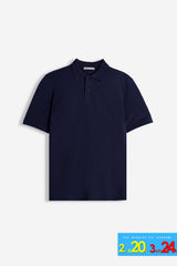 POLO PIQUET BASIC TINTA UNITA E LOGO BLEU